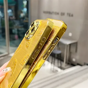 Detail view of the electroplated gold leaf TPU soft phone case designed for Samsung Galaxy.