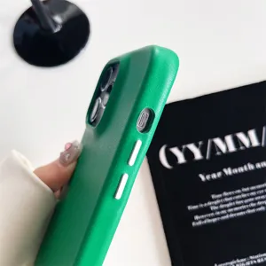 Solid color leather phone case full coverage protective cover for apple iphone 14 15 pro max