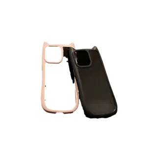 Leuke 3D kattenoor telefoonhoesje compatibel voor iPhone 15 Pro Max 16 beschermhoes