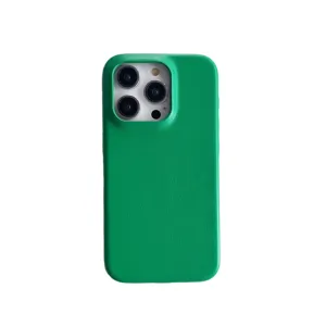 Green leather phone case for iPhone, full protective back cover with soft texture style.