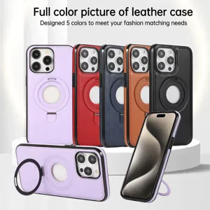 Étui de téléphone en cuir PU de haute qualité avec support magnétique, cinq coloris.