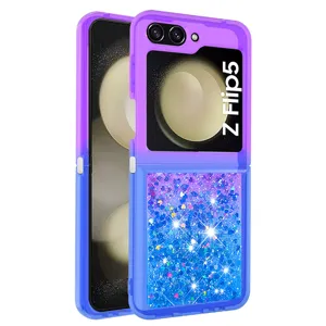 Farbverlauf Glitzer Treibsand Schutzhülle kompatibel für Samsung Galaxy Z Flip 5 Etui
