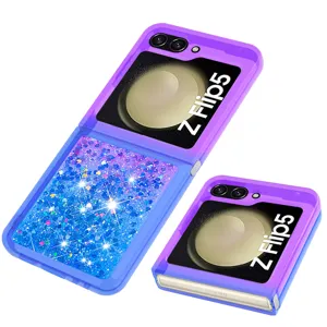 Lila Verlaufs Glitzer Treibsand Handyhülle kompatibel mit Samsung Galaxy Z Flip 5 Schutzhülle