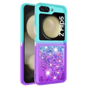 Verlaufs-Glitzer-Sand Schutzhülle für Samsung Galaxy Z Flip klappbare Smartphones.