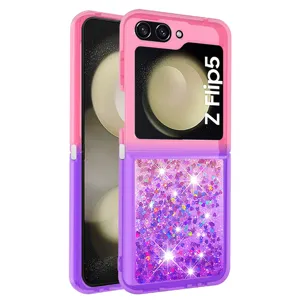 Farbverlauf Treibsand Schutzhülle für Samsung Galaxy Z Flip 5, rosa glitzernde Hülle.