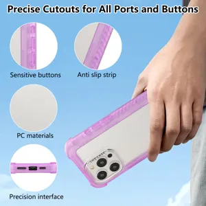 Detail view of frosted phone case featuring precise cutouts, sensitive buttons, and anti-slip.