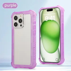 Purple matte 3-in-1 drop-resistant protective hard phone case compatible with iPhone.