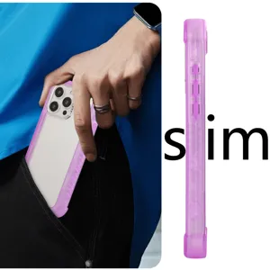 Translucent purple frosted 3-in-1 drop-proof protective phone case with slim design style.