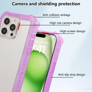 Shockproof matte phone case for iPhone 17 15 Pro Max, 3-in-1 transparent back cover
