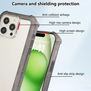 Matte frosted protective phone case detail featuring anti-collision airbags and anti-slip grips.