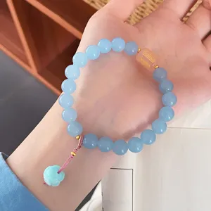 Refreshing blue natural stone bracelet sweet fairy style cat claw pendant jewelry gift