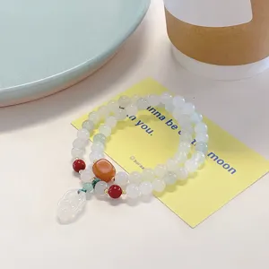 Chinese style double layer Tianshan jade bracelet minimalist beaded jewelry for women