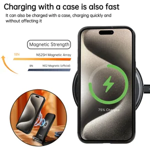 Vue détaillée du support de charge sans fil magnétique avec puissant réseau N52SH.