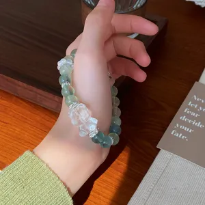 Mint green fluorite crystal bear bracelet sweet style cute jewelry accessory for women gifts