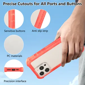 Close-up detail of the shockproof phone case highlighting precise cutouts and PC material.