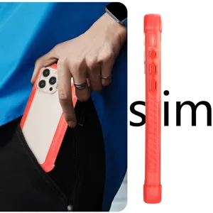 Slim frosted protective phone case with shockproof bumper design for daily use and drop protection.