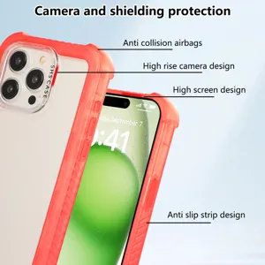 Shockproof Red Phone Case with Airbags Camera and Screen Protection for iPhone