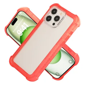 Red matte protective phone case with shockproof bumpers for iPhone. Durable and stylish.