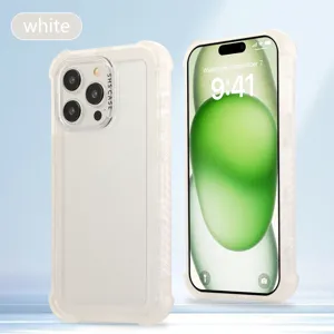 Detailed presentation of the frosted three-in-one drop-proof phone case in white.