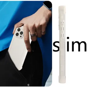 Clear slim frosted phone case for iPhone, hard protective back cover with camera protection.