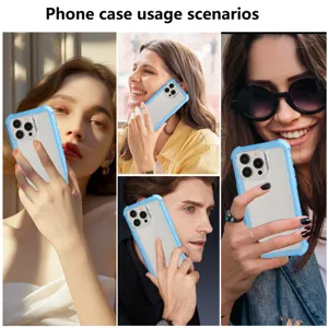 Frosted 3-in-1 drop-proof phone case with clear back and shockproof bumper for Apple iPhone.