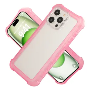 Pink matte anti-drop protective phone case with camera lens protection for iPhone 17.