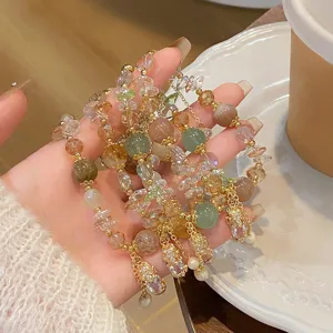 Natural crystal stone bracelet with cute Pixiu charm adjustable design for women elegant style.