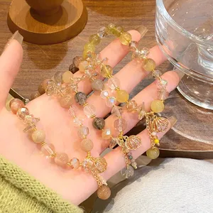 Bracelet de perles en cristal naturel fait main avec pendentif coquillage bijou fantaisie.