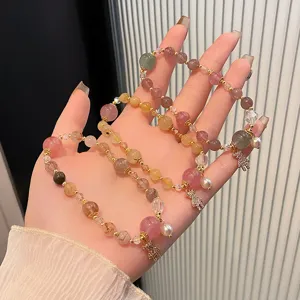 Sweet fairy crystal bracelet strawberry quartz citrine beaded jewelry with cute bear charm