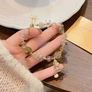 New Chinese Style Lucky Pixiu Adjustable Rutilated Quartz Sunstone Bracelet Jewelry for Women