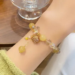 Bracelet coquillage quartz citrine doux perles pierre naturelle bijoux faits main
