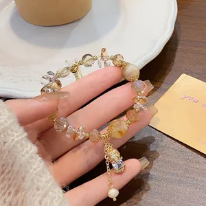New Chinese fortune Pixiu crystal sunstone bracelet adjustable elegant jewelry for women.