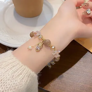 Chinese style lucky Pixiu sunstone crystal beaded bracelet for women elegant jewelry