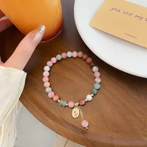 New Chinese fresh sweet macaron colorful jade bracelet vintage hanfu accessories pendant