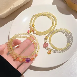 Natural crystal beaded bracelet double layer multi gemstone jewelry elegant style