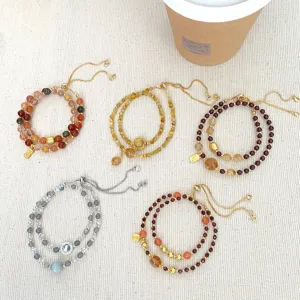 New Chinese style natural stone double strand crystal bracelet sweet princess adjustable jewelry