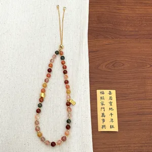 Elegant new Chinese style natural stone crystal bracelet with adjustable pull design for women.