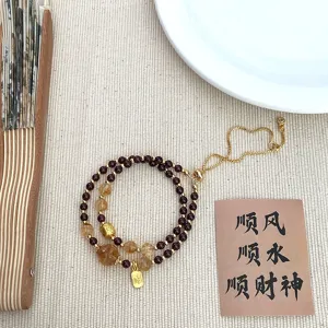 New Chinese style adjustable double layer natural stone crystal bracelet mode jewelry