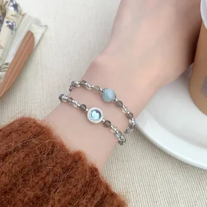 New Chinese style double-circle crystal bracelet with natural moonstone for women