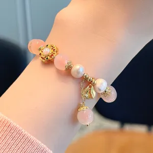 Bracelet de perles en agate rose doux et frais nouveau design de niche chinois bijoux élégants