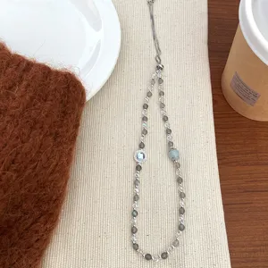 Elegant natural stone and crystal adjustable bracelet, sweet princess style grey moonstone jewelry.