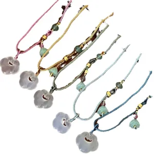 New Chinese retro white agate ruyi necklace set, elegant literary sweater chain main view