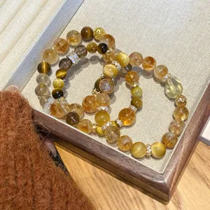 Ensemble de bracelets en pierres précieuses de cristal naturel avec citrine et quartz.
