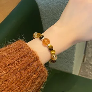 Bracelet en cristal naturel multicolore avec citrine et quartz fumé bijou élégant.