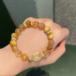 Bracelet en Citrine et Quartz Rutilé Multigemme Bijou de Luxe pour Femme Tendance