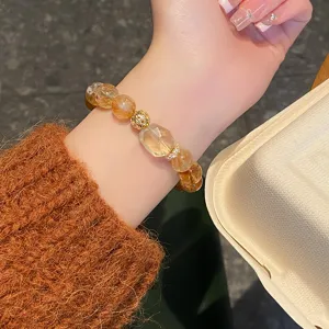 Bracelet en cristal de citrine naturelle multi-trésors élégant bijou de poignet détail