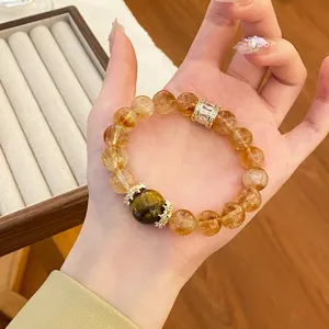 Bracelet en cristal de citrine naturelle œil de tigre bijoux de luxe perles cadeau femme
