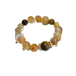 Bracelet en cristal de citrine naturelle pierre précieuse mode bijoux cadeau femme homme