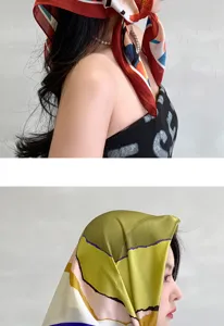 Silk square scarf for women, elegant headscarf and stylish hair accessory for daily wear.