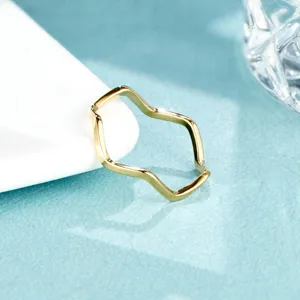 Minimalist Wave Plain Ring Titanium Steel 14K Gold Rose Gold Plated Geometric Irregular Line Finger Ring ins Style Jewelry Accessory For Women